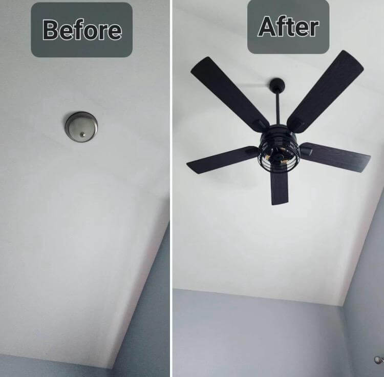 BeforeAfter Ceiling Fan Replacement