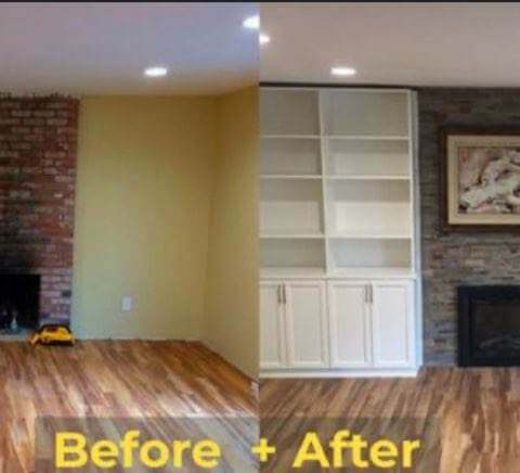 BeforeAfter Livingroom shelf remodel renovation